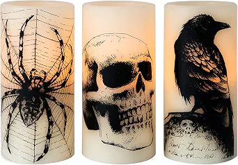 Eldnacele Skull Halloween Flameless Candles Battery Operated with 6H Timer