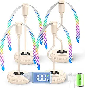 TriPole Fly Fans for Tables, Food Fans 2000mAh Rechargeable Table Fan Portable Fly Spinners with LED Display, 20H Runtime for Outdoor Picnic, BBQ Patio Parties, Camping, Kitchen, 4 Pack (Beige)