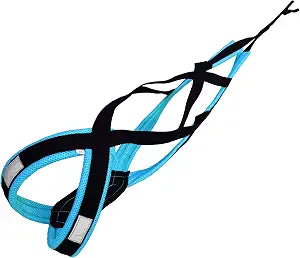 Dog Weight Pulling Harness, XBack for Canicross, Dog Sport, Bike Joring, Ski Joring, Sled Harness, Dog mushing, Dog Running Harness, Black Lightblue