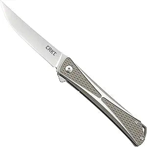 CRKT Crossbones EDC Folding Pocket Knife: Gentleman's Knife, Everyday Carry, Satin Blade, IKBS Ball Bearing Pivot, Liner Lock, Brushed Aluminum Handle, Deep Carry Pocket Clip 7530