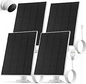 4 Pack Solar Panel Compatible with Google Nest Camera Indoor & Outdoor(Battery Version) Solar Power Charger 360 Adjustable Mount Flexible with IP65 Waterproof 13.1Ft Charging Cable