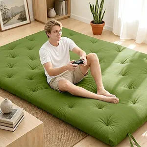 Syrinx Japanese Floor Futon Mattress Full Size 75"x54", Thicken Foldable Lazy Floor Bed for Adults, Roll Up Lounger Tatami Sleeping Mat, Water Resistant Futon Tatami Mattresses for Home, Travel.