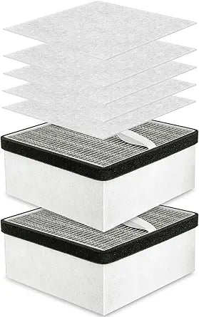 Filter Replacement Compatible with FumeClear FC2001A Solder Fume Extractor Air Purifier, 5pcs pre-Filters and 2pcs 2-in-1 Hepa High Efficiency Coconut Shell Activated Carbon Main Filter