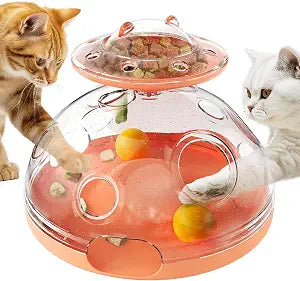 KADTC Cat Puzzle Toy, Large Size, 2 Ways to Play, Spin Treat Dispenser & Foraging Balls for Indoor Cats, Kitten Enrichment Toy, Interactive Brain-Teasing Game