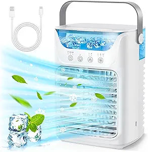 Portable 4-in-1 Air Conditioner Fan with 700ML Water Tank - USB Powered Cooling, Humidification, Night Light & Adjustable Speed Features