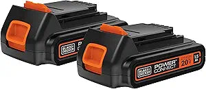 BLACK+DECKER 20V MAX POWERCONNECT 1.5 Ah Lithium Ion Battery, 2 Pack, Cordless Tool Battery Packs, Charger Sold Separately (LBXR20-OPE2)