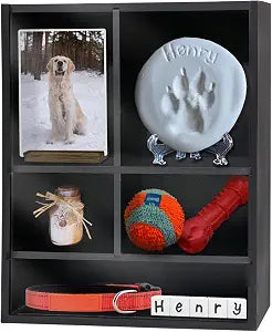 Pet Memorial Deep Shadow Box with Shelves for Dogs or Cats,11*14" Solid Wood Pet Frame Urn Ashes Display Case for as Loss Pet Remembrance Memory Keepsake - Black