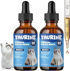 Taurine Supplement for Cats Drops - Daily Amino Acid Nutrition Liquid Drops for Heart & Vision Support, Easy Daily Taurine Supplement for Feline Diets, 60 ml
