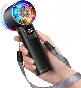 Portable Handheld Turbo Fan - Bluetooth Music Fan with LED Display 100-Speed 5000mAh Rechargeable RGB Lighting - Foldable Design 4in1 personal fan for Festivals Concerts Sports Travel & Gifts