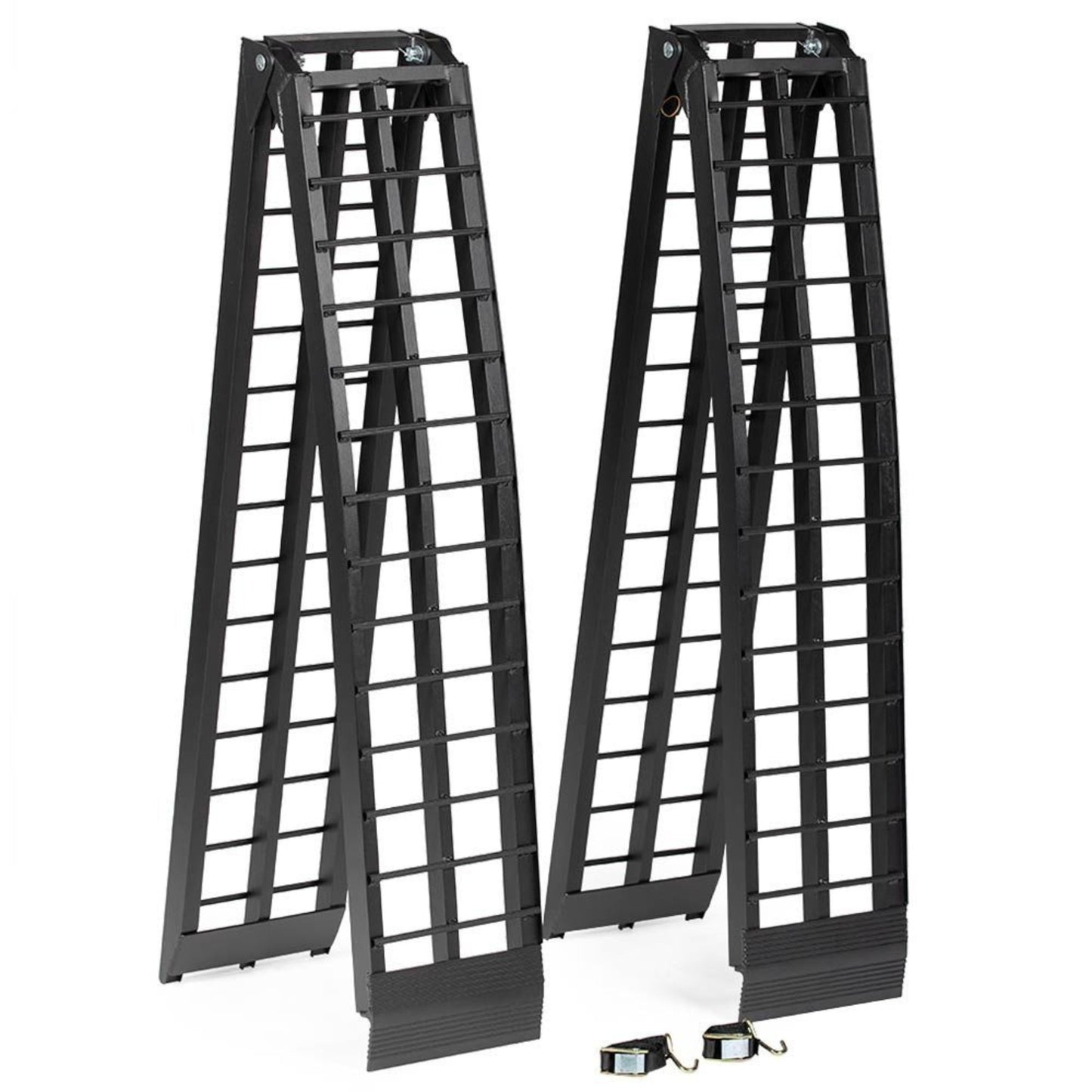 Titan Ramps 2 Pack 9’ Folding ATV Loading Ramps Arched Aluminum Design Black