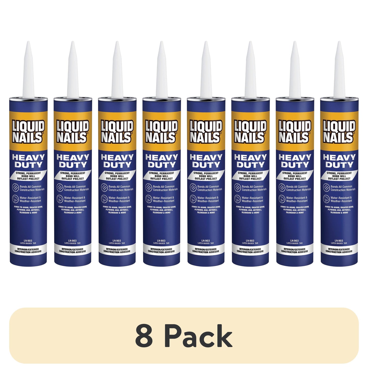 (8 pack) Liquid Nails Heavy Duty 10 oz. White Low VOC Construction Adhesive
