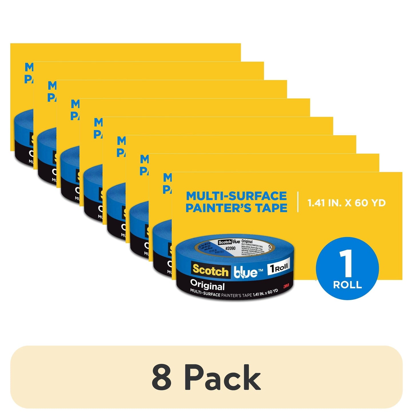 (8 pack) Scotch Blue Painter's Tape, 1.41 in. x 60 yd., 1 Pack, Original Multi-Surface, Paint Supplies