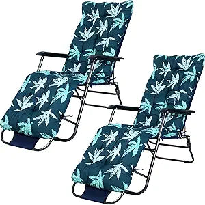 Huwena 2 Pcs Outdoor Lounge Chair Cushions 67 x 21 Inch Patio Lawn Lounger Cushion Floral Printed Thickened Lounge Chaise Pads Replacement with 6 Tie for Outdoor Indoor Furniture(Stylish)
