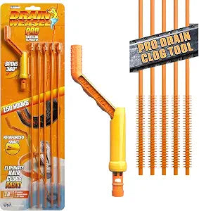 FlexiSnake Pro Drain Weasel Sink Snake Hair Clog Remover Tool, 5 Wands