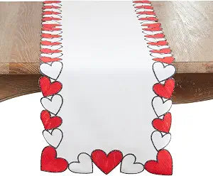 SARO LIFESTYLE Bold Heart Border Table Runner Decorative Non-Reversible Printed Runner for Dining Table, 16"x70"