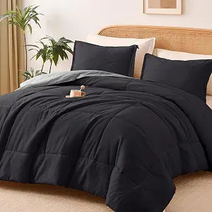Shatex Reversible Comforter Set Queen Size 3 Pieces, Ultra Soft All Season Comforter 90x90 Inch with 2 Pillowcase 20x26 Inch, Deep/Light Gray