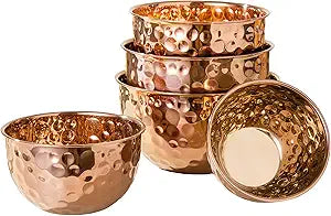 Megachef Hammered Bubble Texture 5 Piece Stainless Steel Serving Bowl Set in Copper, Food Grade