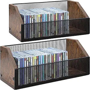 CD Storage Rack 2-Pack - CD Storage Case Holds 76 Full Case CDs, 152 Slim Case CDs, Desktop or Closet CD Stand, CD Display for Blu-Ray | Video Game Cases | Papers | Cards