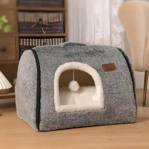 cat Bed cave-cat beds for Indoor Cats,Soft and Comfortable Cute cat House,with Removable Washable Cushioned Pillow,Enclosed pet Bed,Kitty cat hutHideaway,Small Large Dog Tent (Dark Grey)