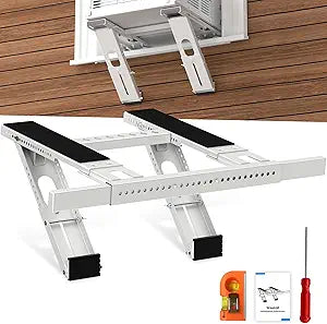 Air Conditioner Support Bracket No Drill: Heavy Duty 350lbs, Adjustable Width 31.5"-41.7", Bubble Level for Single/Double Hung Windows, Fits 5000-24000 BTU AC Units