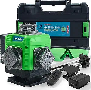 Self-leveling Laser with Tripod, 4 x 360 High Brightness Green Laser Leveler Tool, 16 Line Level Laser Measuring Tool for Contruction, Home Renovation, Picture Hanging