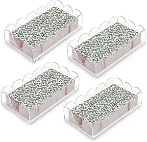 Space-Saving Acrylic Napkin Holder Rectangular Lace Edge Tissue Organizer 4PCS, 8.55.02.4 Inch Clear Transparent Storage Box for Kitchen, Bathroom, Dining Room Color: Transparent