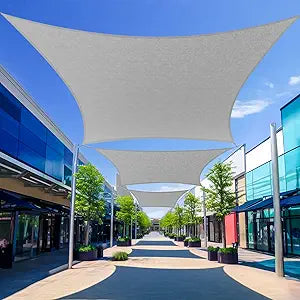 Shade&Beyond Shade Sail 14'X14' Rectangle Light Grey Breathable UV Block Outdoor Canopy for Backyard Patio Pergola Garden Deck(We Make Custom Size)