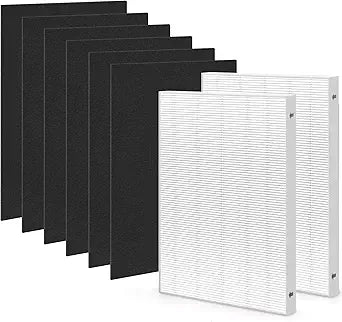 Filter Compatible with Fellowes Aeramax 200 Filter Replacement Aera Max 190 200 DX55 Part# 9287101 9324101 Air Purifier, Includes 2 High-Efficiency & 6 Carbon Activated Pre-Filter
