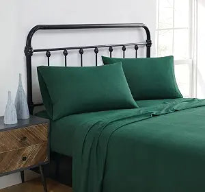 TRULY SOFT Solid Flannel Green Cotton 3-Piece Twin Sheet Set, Solid Themed, for Men and Women, Oeko-TEX Certified Confidence