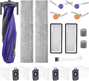 16 Pcs Accessories kit for NARWAL FLOW Robot Vacuum, 1 Zero-Tangling Floating Brush, 4 Dust Bag, 2 Dust Bin Filter, 2 Track Mop, 4 Anti-tang ling Side Brush, 2 Sponge Filter, 1 Clean Tool