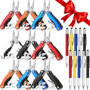 20 Pack Mini Multitool Bulk Gift for Dad Men Him Swag Bags Stuffers 6 in 1 Multi Tool Pen Multitool Pliers Pocket Knife Father's Day for Men Birthday Camping Survival, 5 Colors