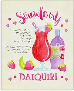 Stupell Industries Strawberry Daiquiri Recipe, 16 x 20 Inch Canvas Wall Art