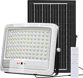 Solar Flood Lights Outdoor, 12000mAh Solar Powered Outside Light Dusk to Dawn Waterproof Security Commercial Lighting with 16.4ft Cables and Motion Sensor for Yard,Garage,Swimming Pool, Pathway