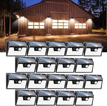 Peasur 18 Pack/140 LED Solar Lights, Outdoor Waterproof, 3 Lighting Modes, Motion Sensor, Black