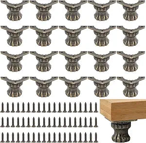 AUEAR, 20 Pack Antique Brass Wood Case Jewelry Chest Storage Box Decorative Hardware Feet Leg Metal Corner Protector