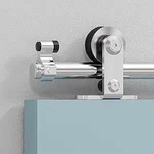 5FT Top Mount Sliding Barn Door Hardware Kit, Stainless Steel Barn Door Hardware Track and Kit, Heavy Duty Sturdy Barn Door Hardware Kit for Single DoorT Shaped