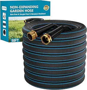 50FT Non-Expanding Garden Hose, Ultra Lightweight Water Hose, Durable & Flexible Hose, Easy to Store and Carry, All-Weather Outdoor Hose for Lawn & Garden, Car Washing