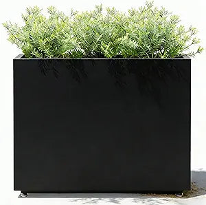 36Wx11Dx30H Tall Metal Planter Box with Removable Middle Partition and Adjustable Feet, Outdoor Elevated Planters for Patio, Yard, Deck | Easy Assembly, Drainage Holes, Black