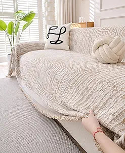 Erke Couch Cover Sheet Blanket, 3-Seat Small Size Sofa Cushion Slip Covers, L Shape Sectional Furniture Decor Protector, Machine Washable Chenille Slipcover for Pets Dogs Cats