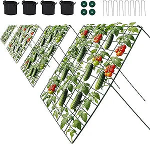 Cucumber Trellis for Garden - 4 Pack, 48" L x 24" W Garden Trellis for Climbing Plants Outdoor with Support Structures, A Frame Trellis for Climbing Vegetables Peas, Vine, Bean