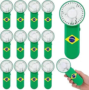 Fumete 12 Pcs Brazil Flag Fans Bulk Soccer Country Flag Portable Fan Soccer Fan Party Favors Mini Handheld Fans with Hanging Strap for Sport Party Football Events Gifts Cheering Accessories