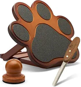 Dog Scratch Board Bamboo 3-Piece Set for Small & Medium Dogs, Includes Nail File Board, Door Knob Nail Filer & Curved File Reinforced Durable Design, Non-Slip Training Pad
