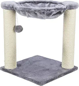 Trixie Baza Cat Scratching Posts, Gray, 15.7" L x 15.7" W x 19.7" H | Indoor Cat Furniture, Plush Hammock, Two Sisal Cat Scratching Posts, Dangling Toy Ball