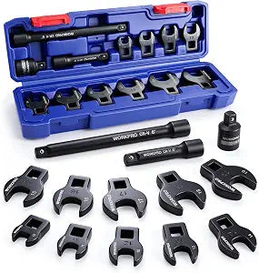 WORKPRO 3/8" Drive Metric Crowfoot Wrench Set, 13-Piece, 10-19mm