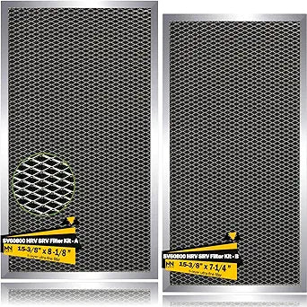 SV60800 HRV SRV Filter Kit Compatible with Broan HRV150S HRV190S HRV150 HRV150FL HRV190FLS | 2Pack Fiber Reusable HRV Filter Replacement Ventilation System Filters (15-3/8 x 7-1/4 & 15-3/8 x 8-1/8 in)
