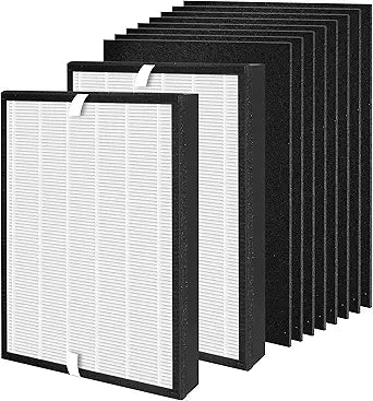 Replacement Filter Compatible with COLZER EPI-328 and Domccy NS-320 Air Purifier, with 2 pack H13 HEPA + 8 Activated Carbon Pre-Filters