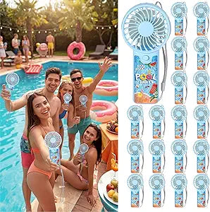Tuanse 24 Pcs Pool Party Fans Bulk Mini Portable Handheld Personal Battery Powerful Small Pocket Fan for Summer Party Favors Decors Gifts 24 Guests