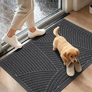 HIYARD Sturdy Front Door Mat, Absorbent Muddy Dirt Resist Welcome Door Mats Outdoor Indoor, Fade Resistant, Non-Slip Backing Entry Mat Low Profile Doormat for Entryway, 3624, Grey