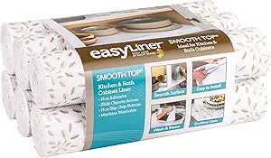 Smooth Top EasyLiner for Cabinets & Drawers, Easy to Install, Shelf Paper & Drawer Liner Non Adhesive, Non Slip Shelf Liner for Pantry, Kitchen Essentials, 12 in x 10 ft (6 Pack), 60 ft, Taupe Buds