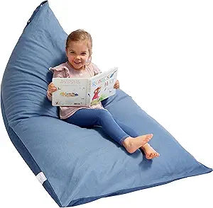 Huddle Original Stuffed Animal Storage Chair Washable Bean Bag Cover (No Filler) for the Perfect Kids Bean Bag Chair. XL Bean Bag Stuffed Animal Storage Bags | Store 100+ Toys 100% Cotton Blue Denim